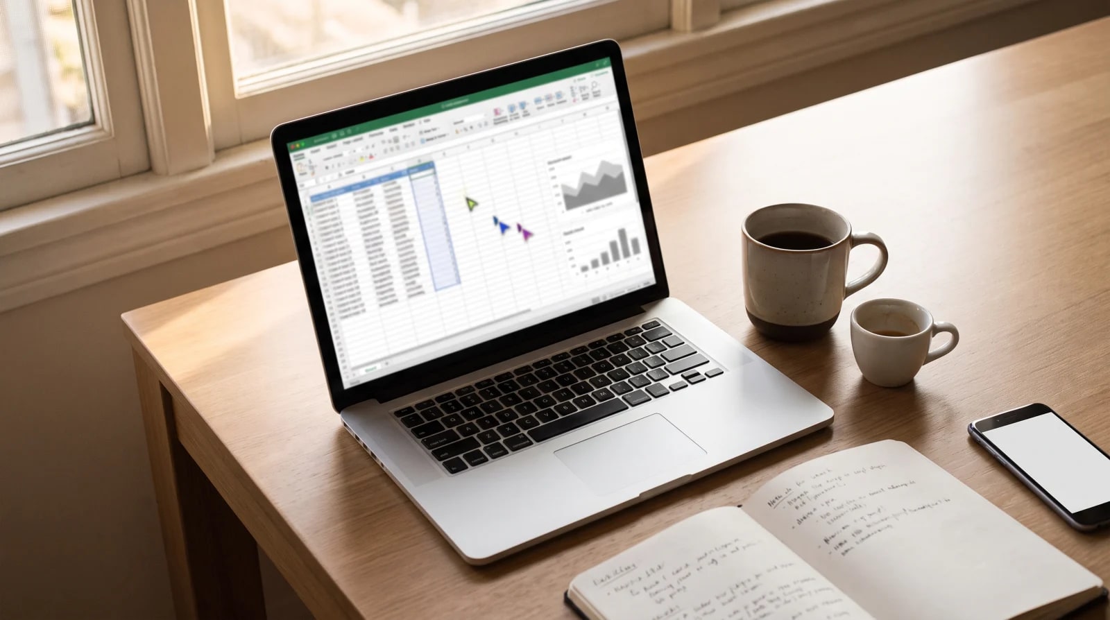 Un laptop affichant une feuille de calcul collaborative en ligne