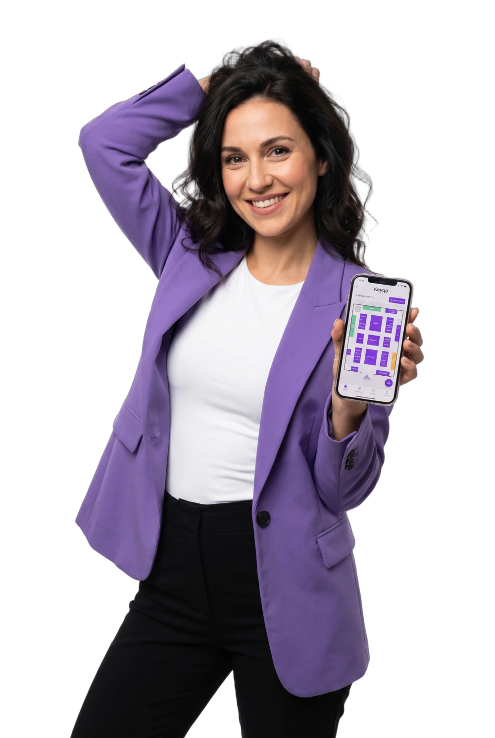 Energetic organizer managing her trade show with Keyqo